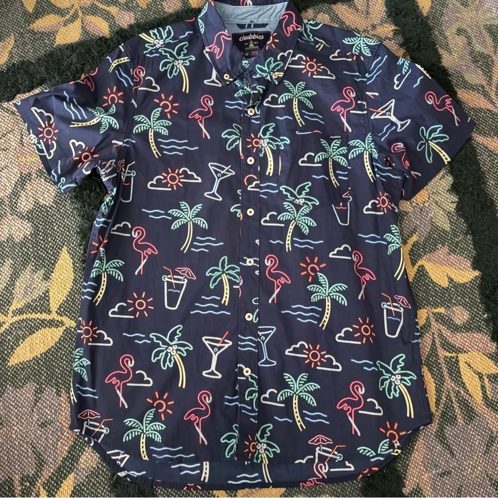Chubbies The One Man Wolf Pack Short Sleeve Button Down Friday Shirt Size Medium